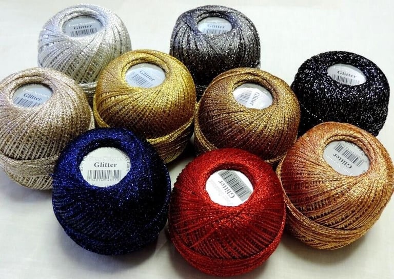 GRUNDL GOLDFINGERING CROCHET YARN 25g BALL GLITTER YARN 3PLY VARIOUS COLOURS