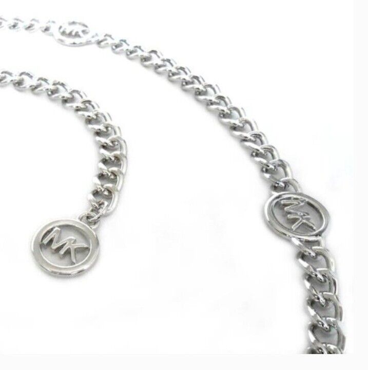 image for MICHAEL KORS Silver MK Logo Chain Belt S/M