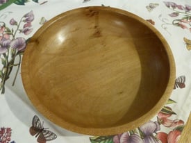  Artisan hand-turned / carved Plane Tree Wooden bowl with waxed finish to show the grain..