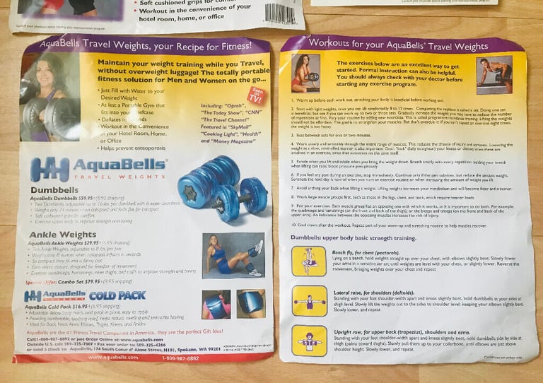 AquaBells Combo Set - Dumbbells and Ankle Weights Travel Weights Set