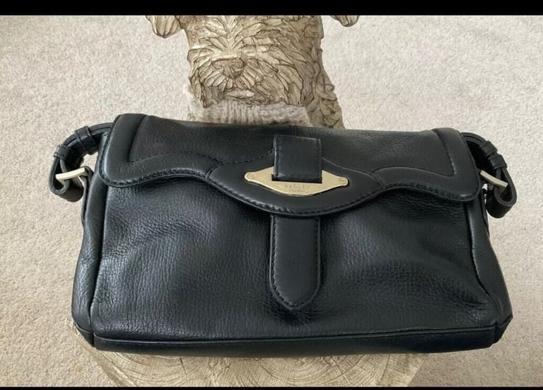Radley Black Small Flap Clutch Bag With Strap & Dustbag