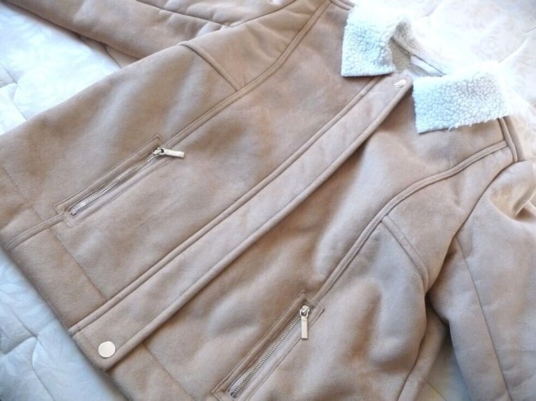 LADIES CLASSIC M&S SUEDE AND FLEECE LINED JACKET.. SIZE 14 UK