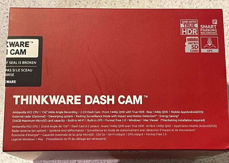 Thinkware Q1000 Dash Cam - 2K QHD 1440p Front & Rear Car Dash Camera