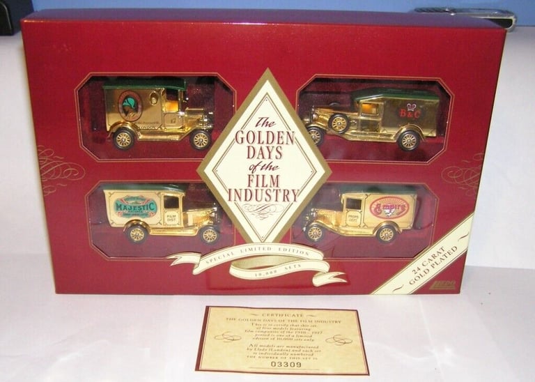 image for LLEDO GS1004 GOLDEN DAYS OF THE FILM INDUSTRY 24 CARAT PLATED 4 MODEL  LIMITED EDITION SET