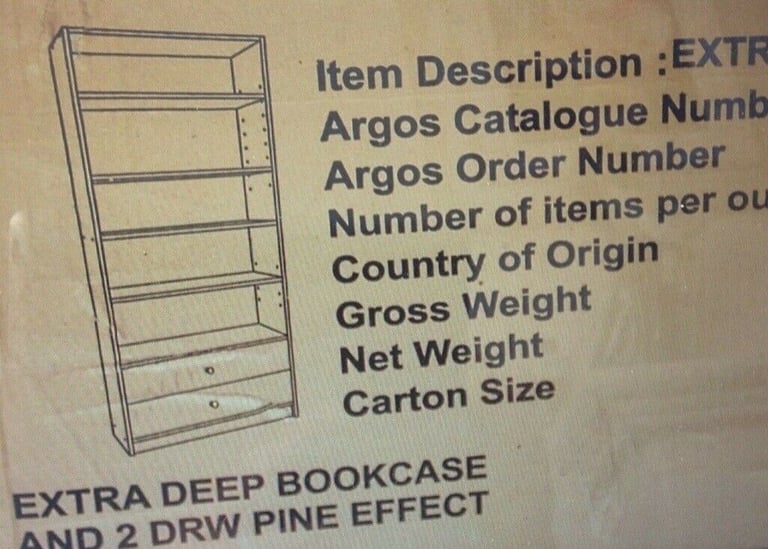 Extra Deep Bookcase 2 Drawers 4 Shelves New