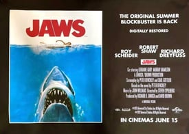 Jaws Movie 2012 re-release UK quad Original framed Poster