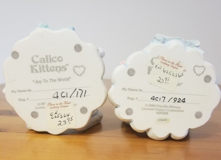 Pair of CALICO KITTENS Ornaments  (also Kids Xmas books, Disney Ariel Decoration, angels)
