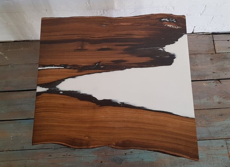 BESPOKE WANEY EDGE ROBINIA PLANK WOOD COFFEE TABLE WITH INDUSTRIAL STEEL LEGS
