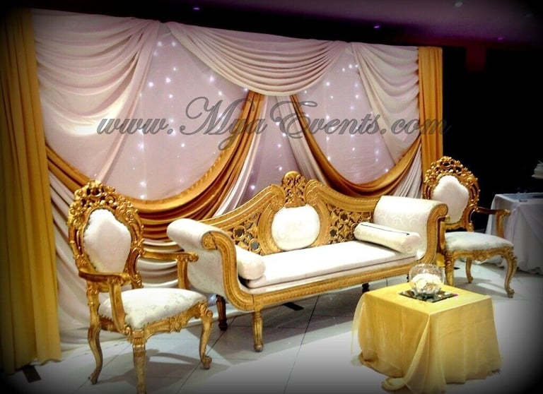 Wedding Top Table Decoration Hire £35 Starlight Backdrop RENT £199 King Chair Hire Cutlery Wedding