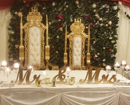 image for WEDDING BACKDROP, FLOWERWALL, THRONE CHAIR, CENTREPIECE, STAGE, TABLE CLOTH, LIGHTS, CHIAVARI, SOFA