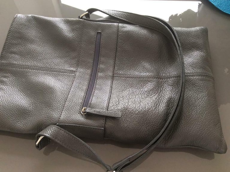 image for Italian leather.   Grey bag