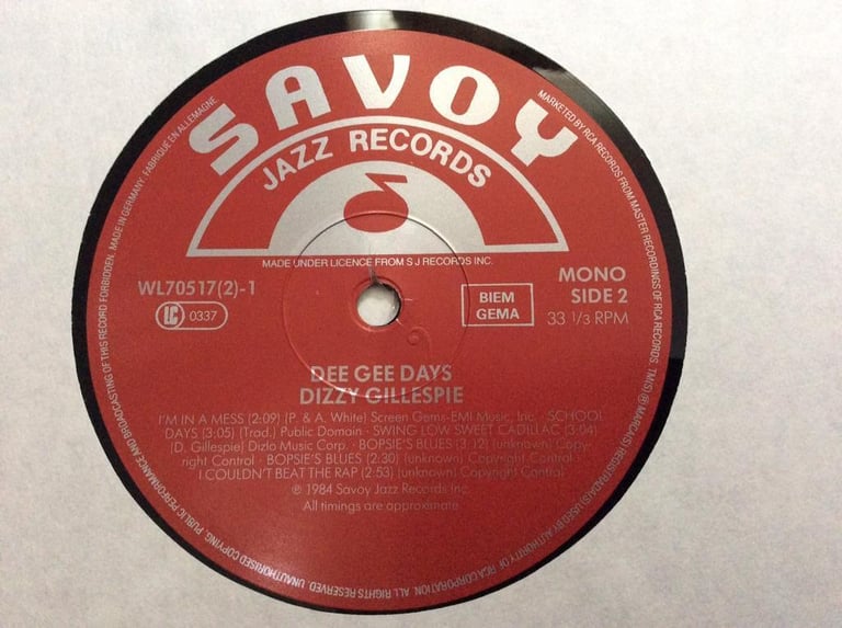 DIZZY GILLESPIE VINTAGE VINYL LP