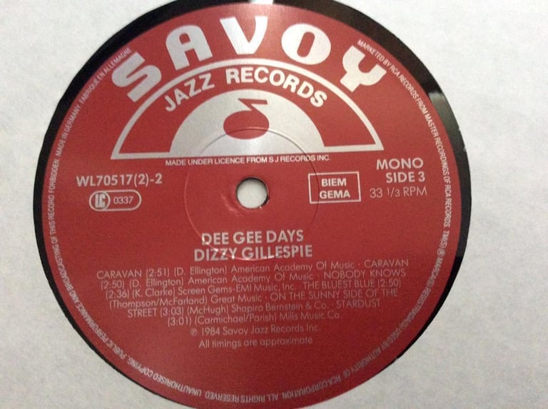 DIZZY GILLESPIE VINTAGE VINYL LP