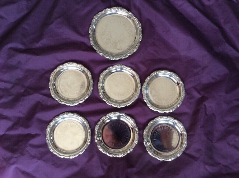 image for Vintage Hong Kong, silver-plated coasters