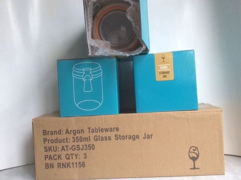 image for Argon Airtight Clip Top Jars, Preserves, Herbs, Spices. Candles. Set 3 x 350ml