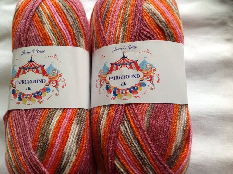 JAMES BRETT FAIRGROUND BABY DOUBLE KNITTING WOOL YARN 5X100G RANDOM PRINT DYE G6