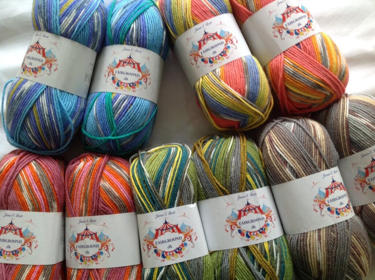 image for JAMES BRETT FAIRGROUND BABY DOUBLE KNITTING WOOL YARN 5X100G RANDOM PRINT DYE G6