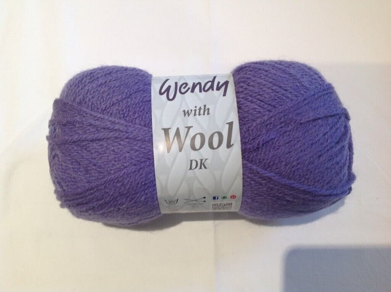 WENDY DOUBLE KNITTING WOOL with 20% PURE WOOL & 80% PREMIUM ACRYLIC, SEVEN  COLOURS 5X100G BALLS 