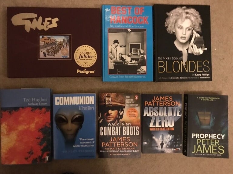 Vogue, Giles, Hancock, Ted Hughes, aliens, Patterson&James books