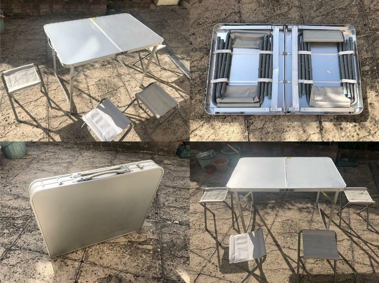 Foldable portable outdoor table and chairs