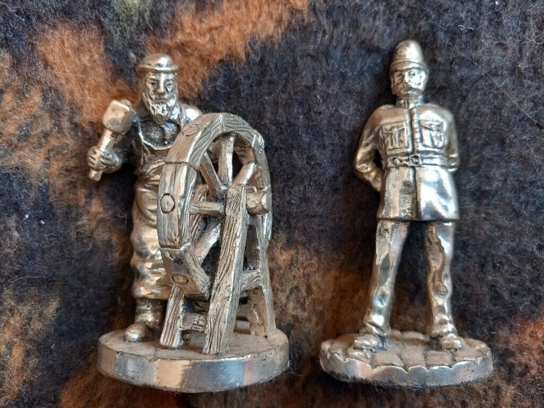 OFFERS - 13 SILVER PLATE ON PEWTER VICTORIAN FIGURINES.