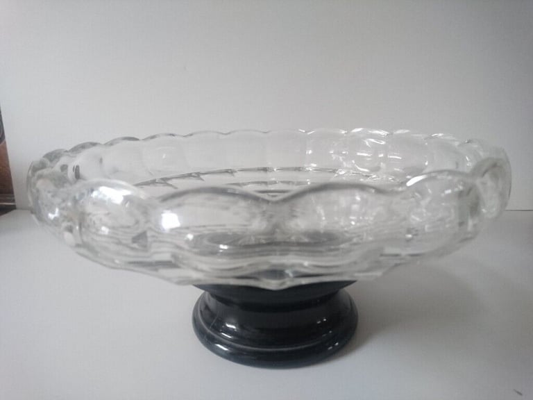 c.1928 Pressed Glass Bowl On Plinth By Josef Inwald. Lord Milord Or Jacobean. VGUC 