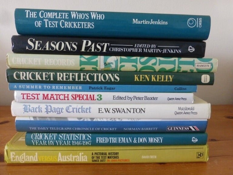 10 Cricket books - Arlott, Martin-Jenkins etc. Mostly 1980's/Cricket history