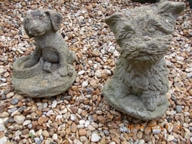 Two Dog Concrete Garden Ornaments