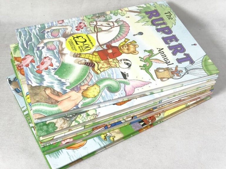 Rupert The Bear Annuals x 5 (1996-1999 +2001). + Rupert hand Puppet #1