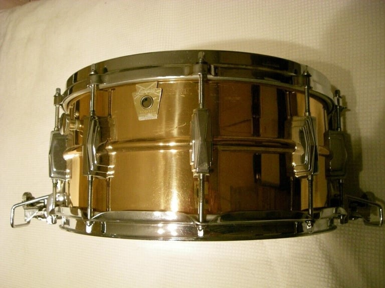 image for Ludwig  L-556 seamless bronze Supersensitive snare drum  14 x 6 1/2-Chicago '83/'84 - rare & vintage