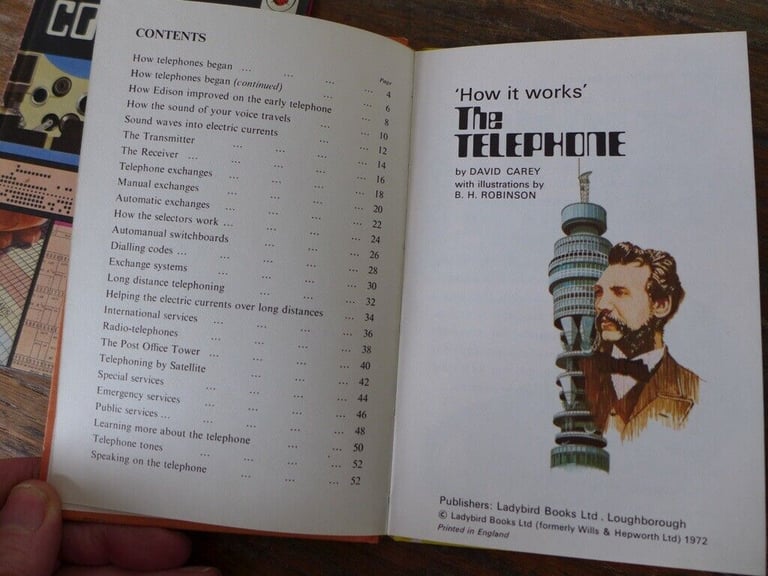 Three Vintage 1st edition LADYBIRD Books: MAGNETS, BULBS and BATTERIES; THE COMPUTER; THE TELEPHONE