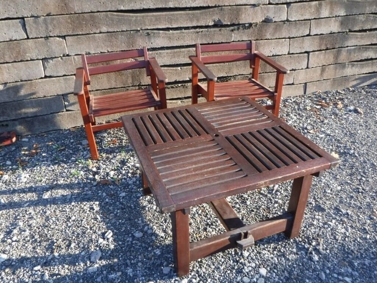image for Hardwood Garden table and 2 chairs,