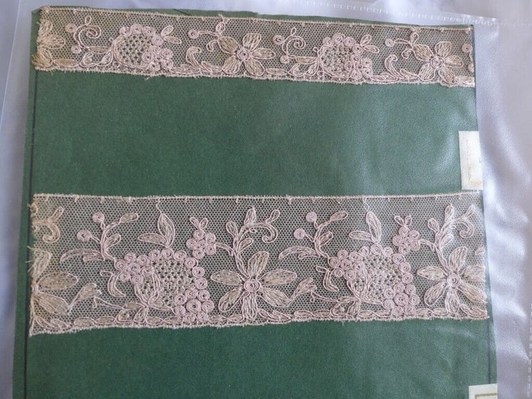 Three Collectible/Collectable Vintage and Original Lace Samplers/Haberdasher’s sample sheets/boards.