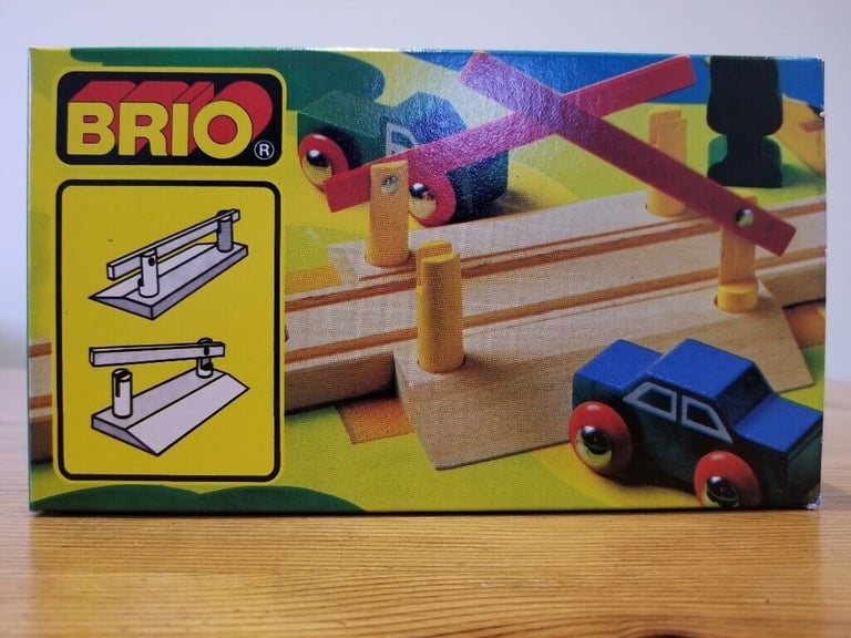 image for BRIO Vintage Wooden Train Level Crossing Barriers No 33359