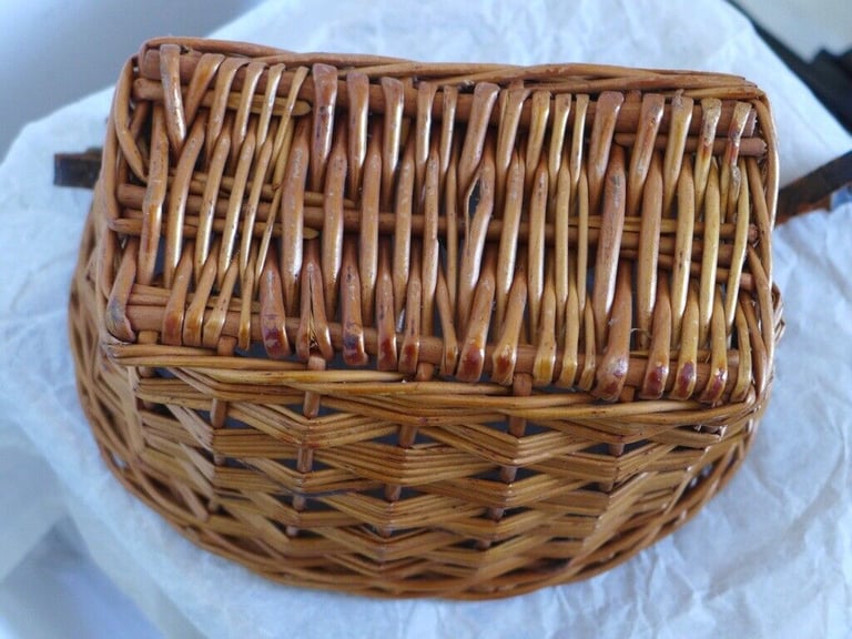 Child's Vintage Traditional Wicker Bicycle Basket with Leather Strap