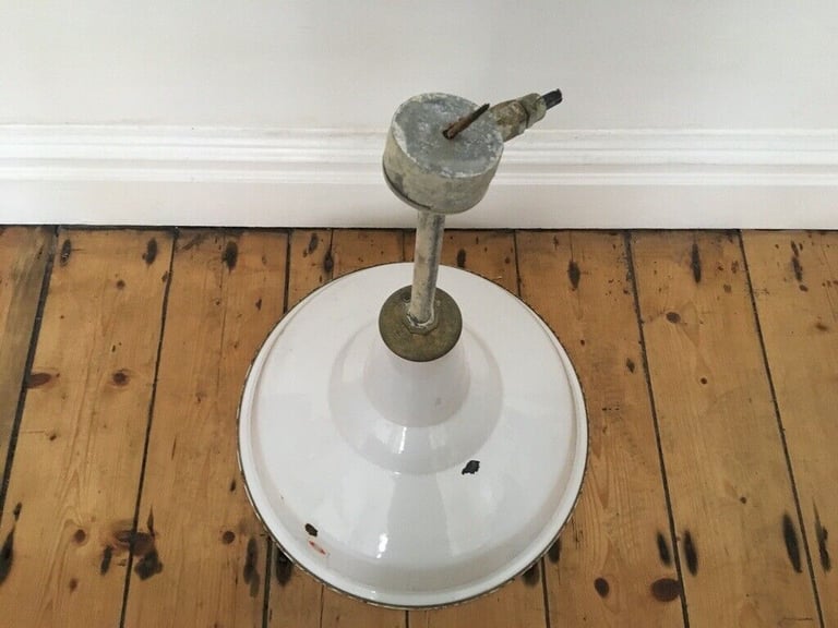 Vintage Large 19" Benjamin RLM Enamel Industrial Shade White 4 available £60 each