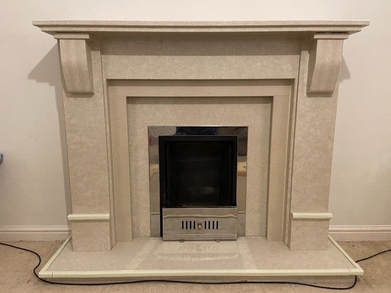 Marble Fire Surround and Hearth - Ivory