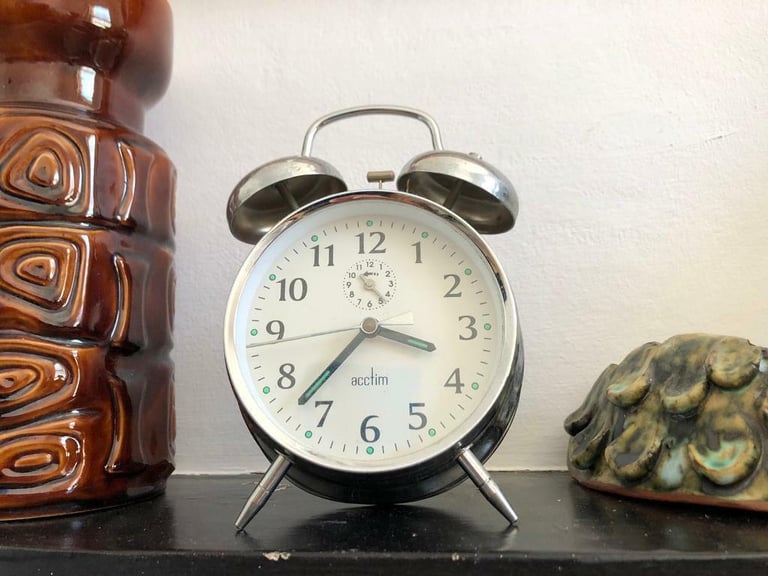 image for Vintage silver clock hand wind 