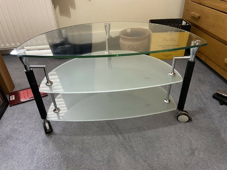 image for flipped furniture, funky , retro kitch glass tv stand
