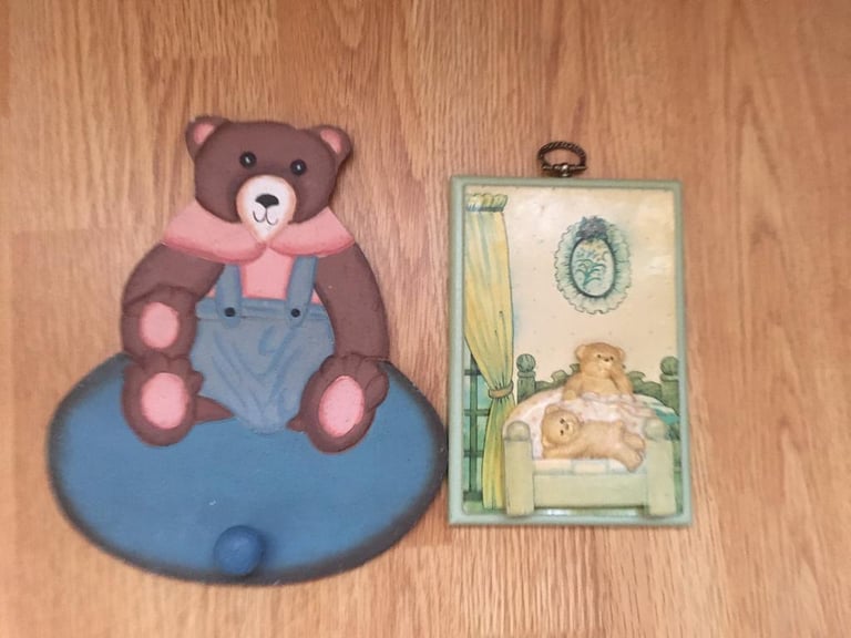 image for Two Teddy Wall Plaques. 