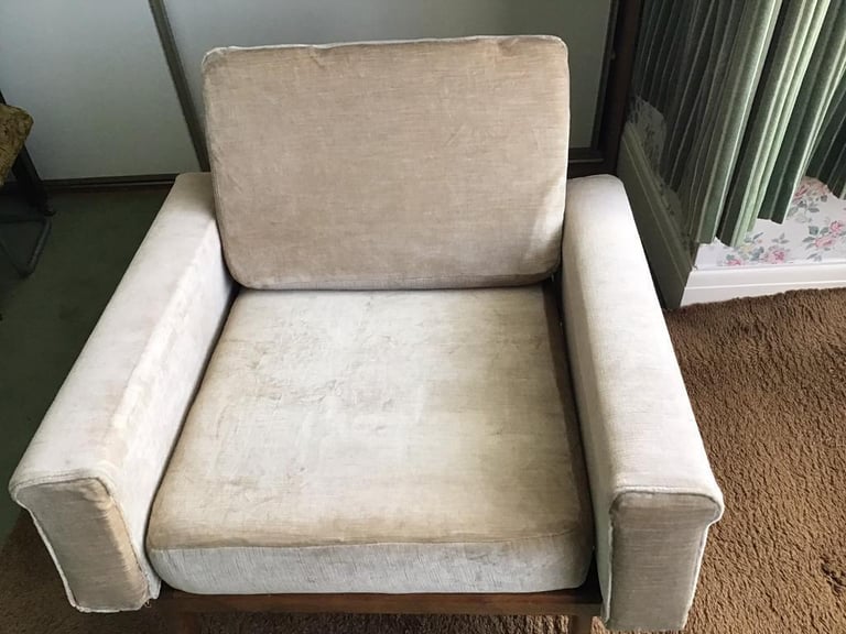 image for RARE MID CENTURY MODERN RAIL BACK DESIGNER ARMCHAIR.