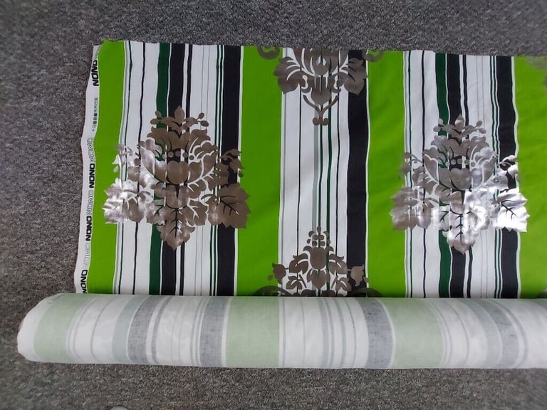 Fabric  Good Quality  Fabric”Nono”  Green Silver Multi Colour New 
