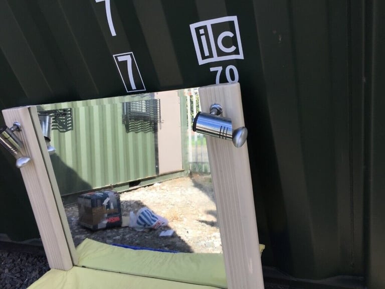 Vintage Very Heavy High Quality Rectangle Bathroom Mirror With Light Fitting