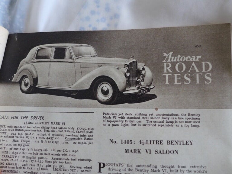 RARE! The AUTOCAR dated 21 April 1950. Features Aston Martin DB2 & Bentley Mark VI 4.25-litre Saloon