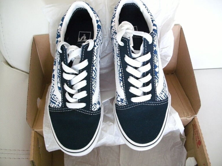 BNIB Vans Classic Old Skool Dress Blue Off The Wall/True White  UK Size 2 EU 33 