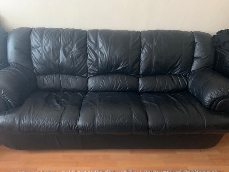 image for Black leather sofa