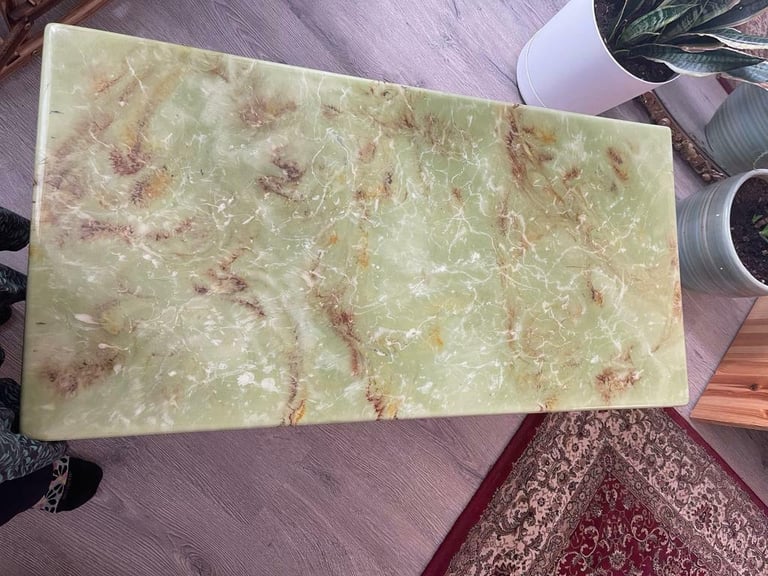 Antique green marble effect coffee table