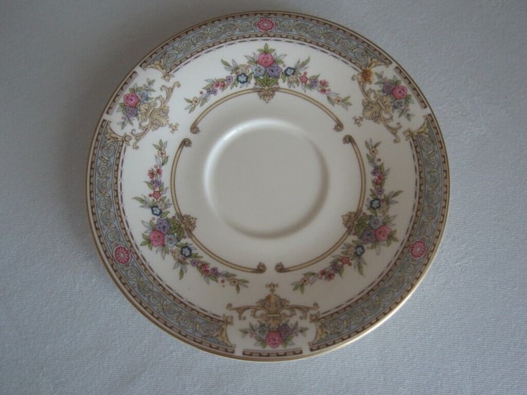 3 Minton Persian Rose Soup Bowls with Twin Handles, including saucers