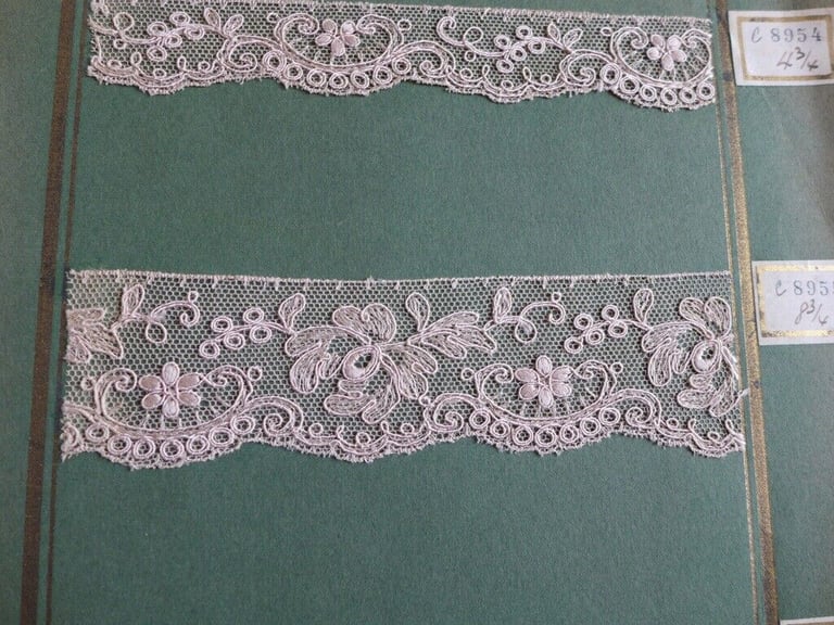 Three Collectible/Collectable Vintage and Original Lace Samplers/Haberdasher’s sample sheets/boards.