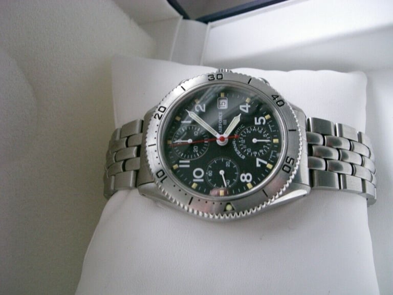 Eterna Airforce III automatic mechanical chronograph wristwatch - new old stock - '90s- Val 7750